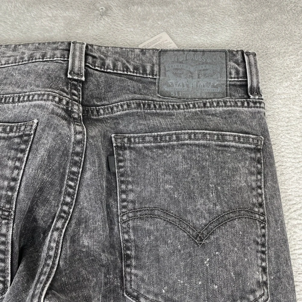 Levi 511 Slim Fit‎ Jeans Mens 31x29 Black Acid Wash Stretch Denim Grunge Skater